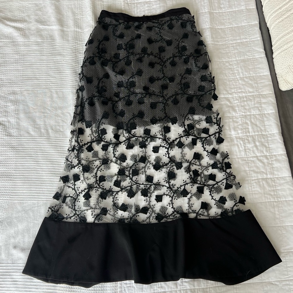 Alice McCall sheer black floral midi skirt size 6